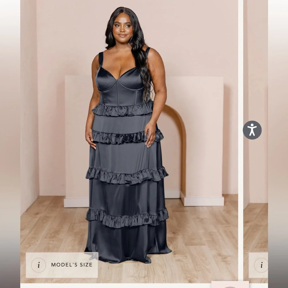 Revelry Sloan Satin Dress in Black Size 8 - Picture 1 of 3